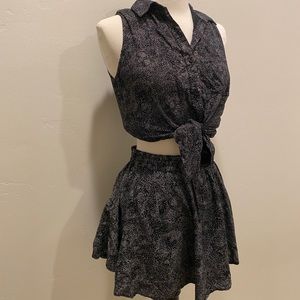 Vans Button Down Top High Waist Skirt Set XS/S